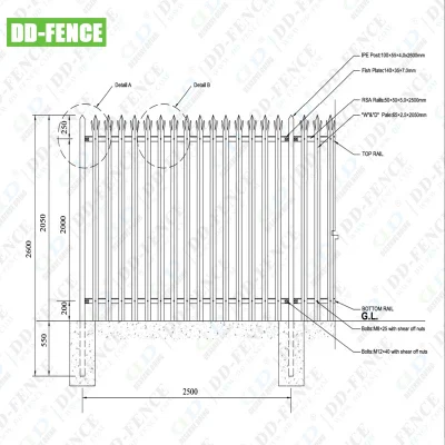 Sección W Pálido 50*50*6mm Ángulo Hierro Seguridad Muro de hormigón Acero Empalizada Esgrima Ipe Diseño de poste Galvanizado en caliente o con recubrimiento en polvo